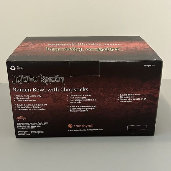 Just Funky Jujutsu Kaisen Ramen Bowl With Chopsticks 14oz Anime Themed - Picture 4 of 7